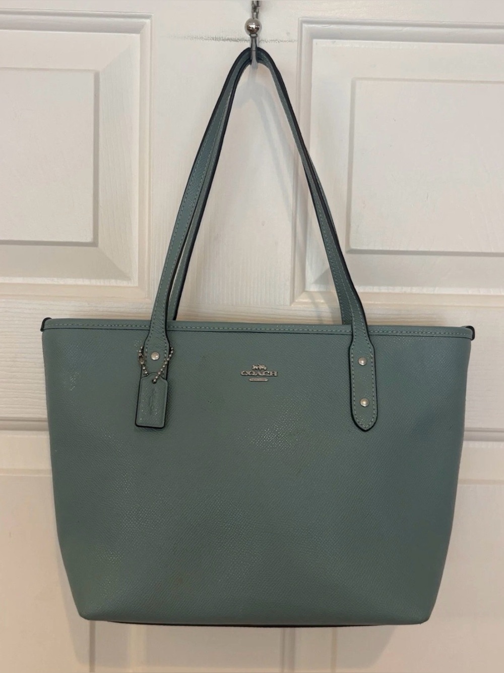 Coach City Zip Tote Seafoam Green Pebbled Leather Tote Shoulder Bag